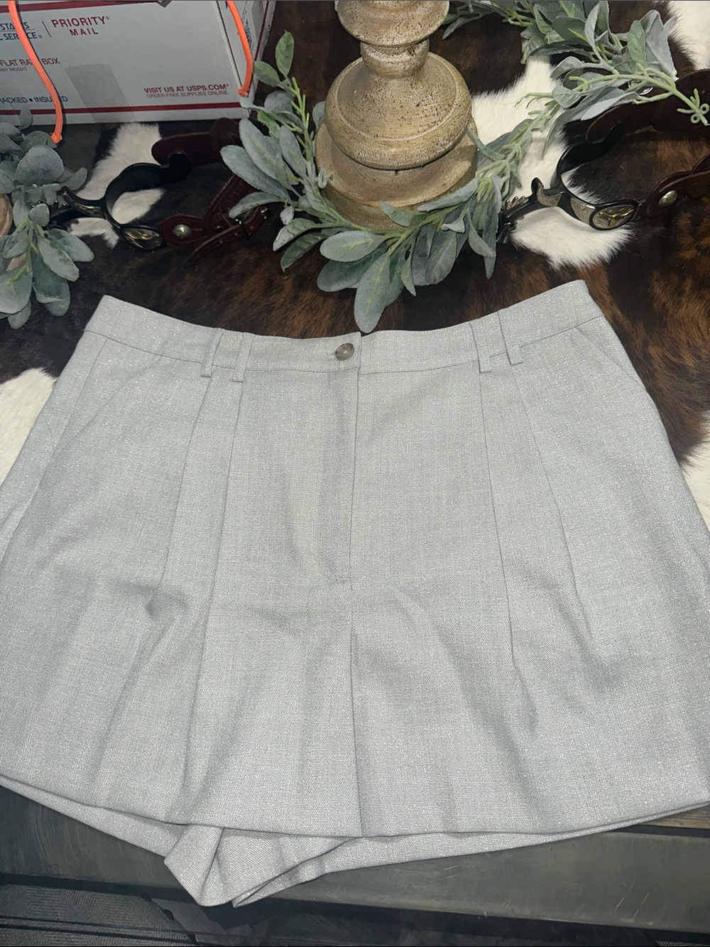 NWT Worthington Light Gray/silver Pleated Shorts